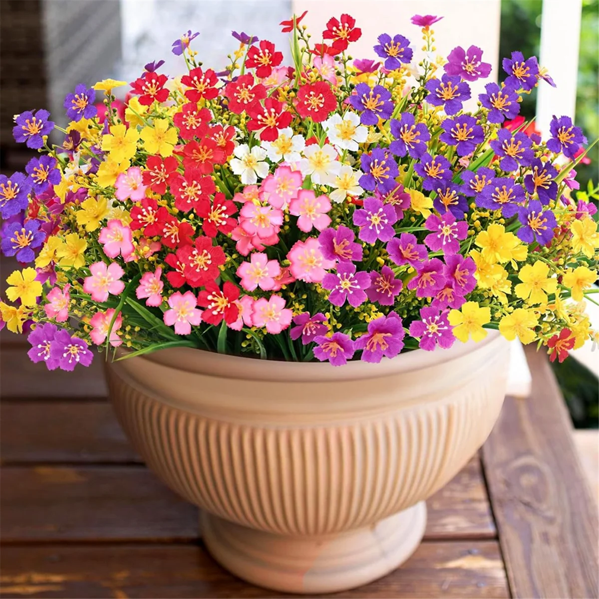 

for Outdoors,6 Bundles Artificial Plants Outdoor, Fake Flowers, UV Resistant Faux Plants, Outdoor