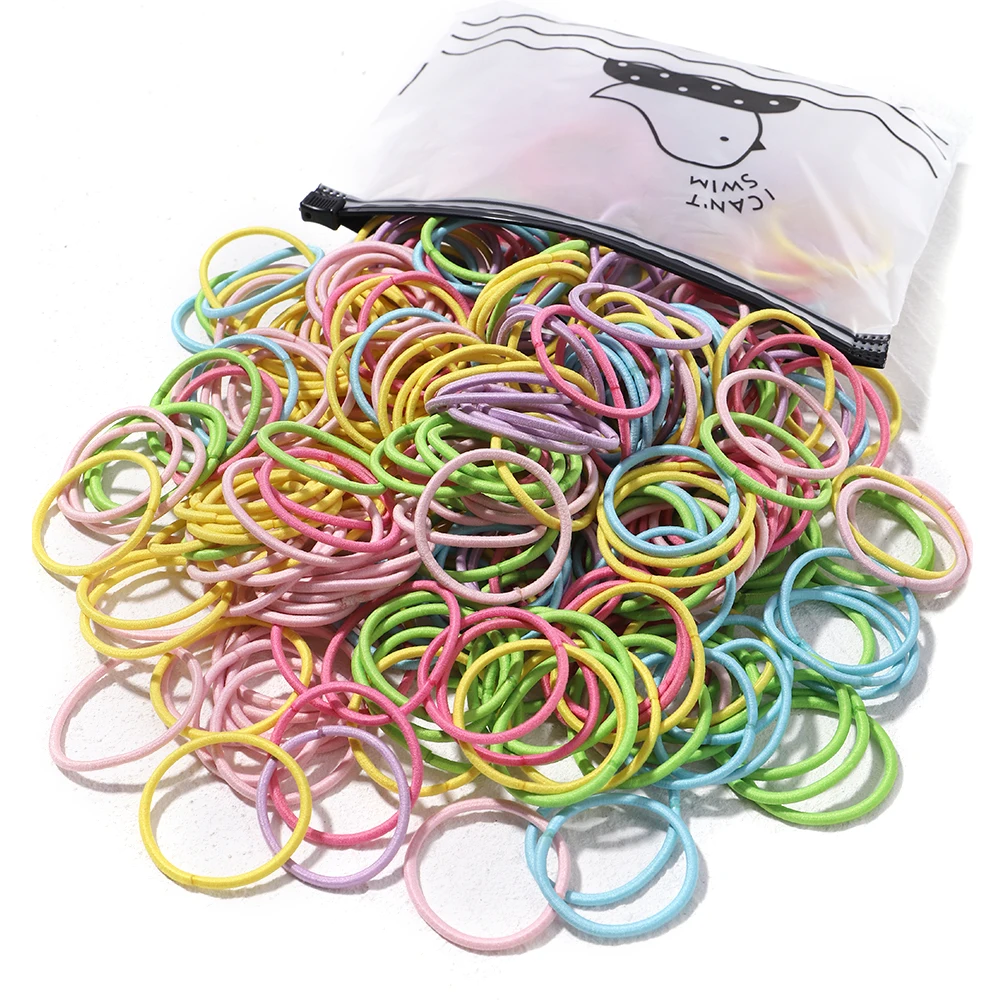 50Pcs Girls Candy Color Hair Bands 3.8cm Elastic Rubber Band Hair Band Children Ponytail Holder Bands Baby Hair Accessories