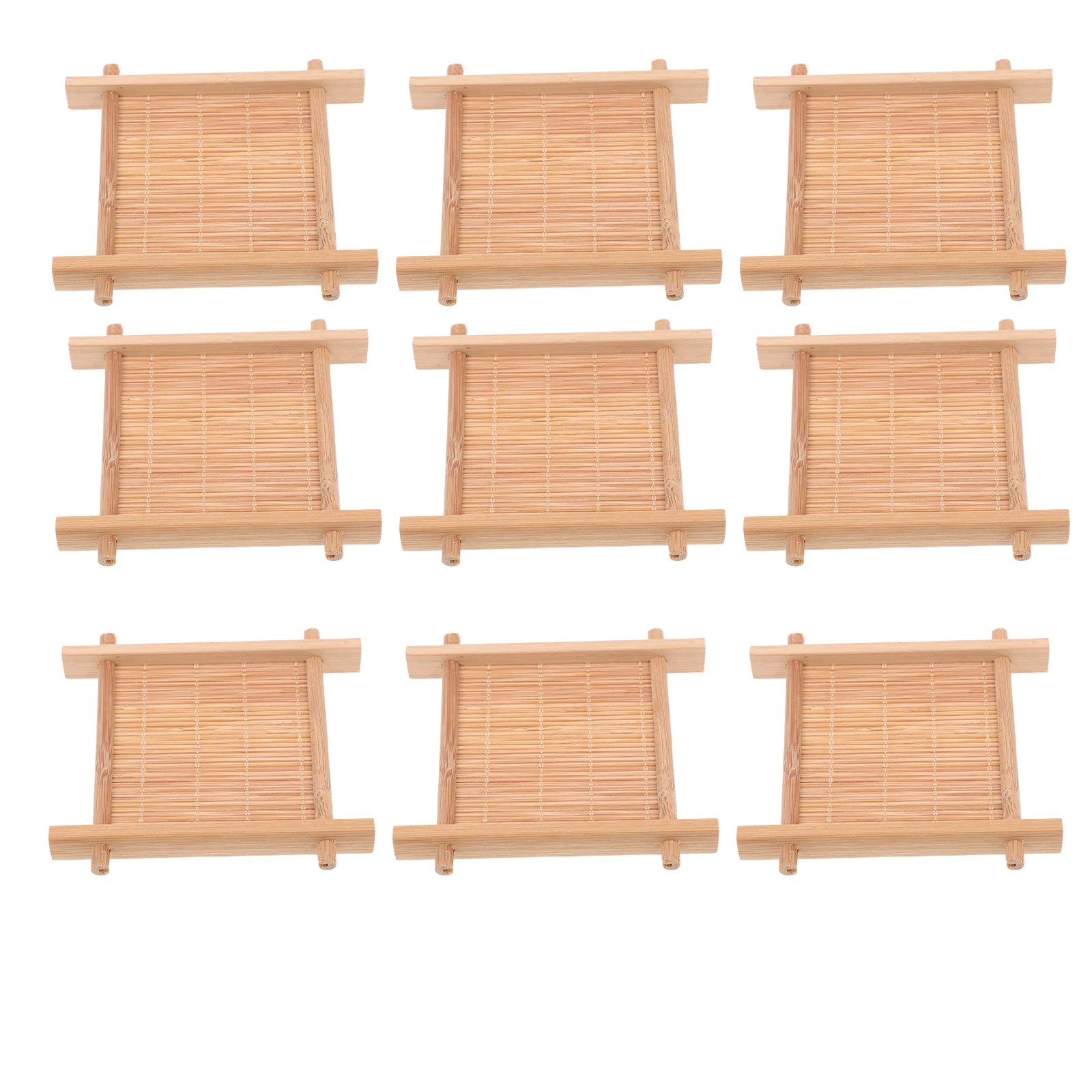 

10Pcs Bamboo Cup Placemats Decorative Craft Tabletop Mats Heat Insulation Cup Pads for Home Restaurant Bar Use