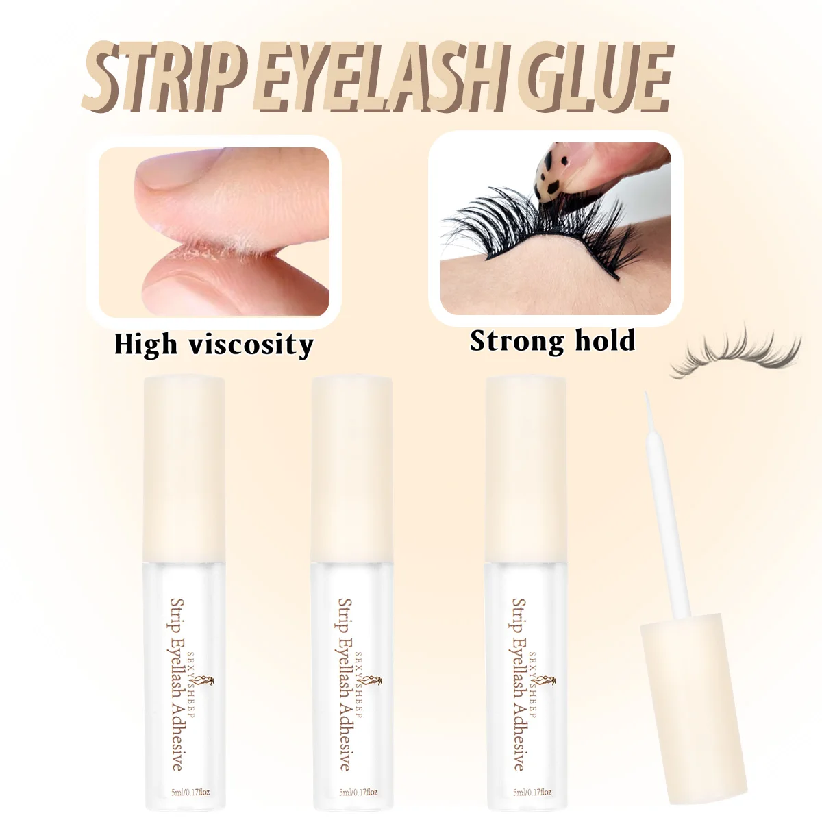 Wimpernkleber-Streifen Transparenter Langanhaltender Wimpernkleber für Wimpernbüschel mit Starkem Halt