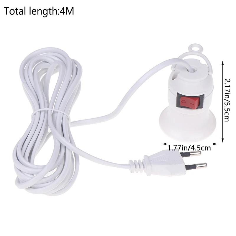 EU Plug 4M Power Cord Cables E27 Lamp Base Holder With Switch For Pendant Led Bulbs Fixture Hanglamp Suspension Socket