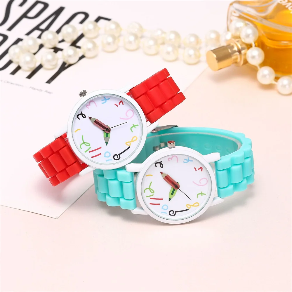 Women Watch Fashion Simple Pencil Design Digital Quartz Watches Casual Jelly Multicolour Silicone Ladies Clock Dress Wristwatch