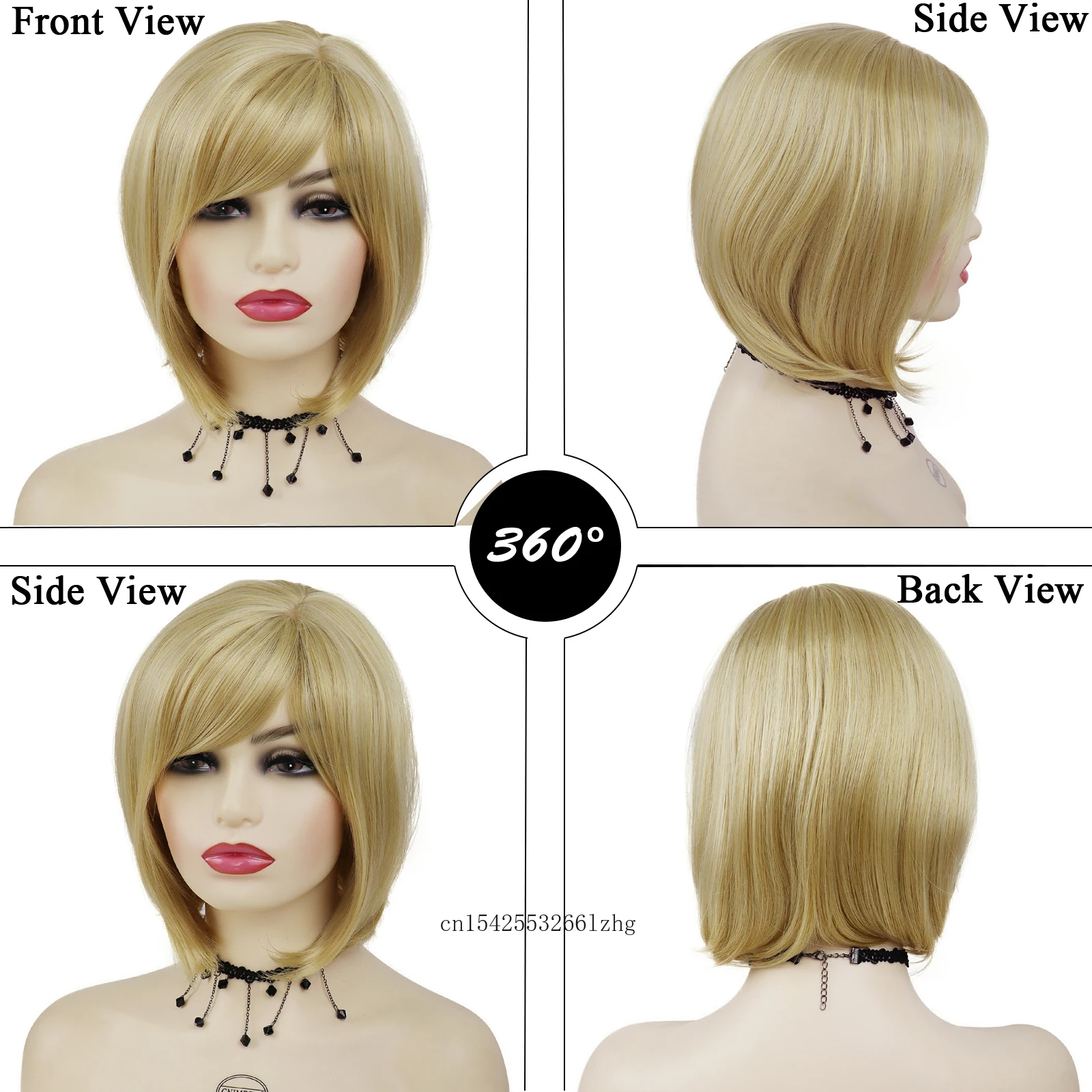 GNIMEGIL Synthetic Blonde Wig with Bangs Short Bob Wigs for Women Heat Resistant Natural Straight Hair Daily Cosplay Halloween