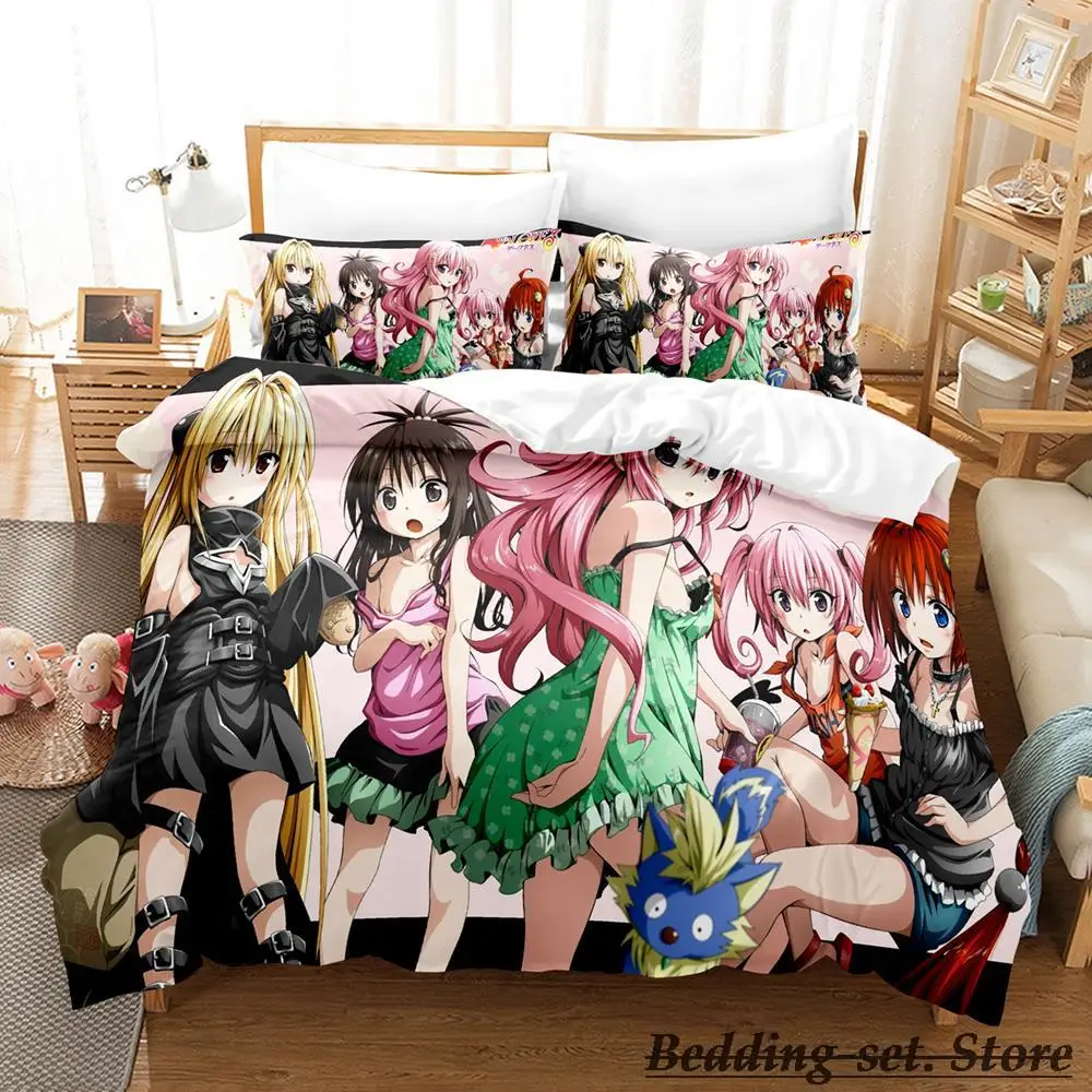 

2023 To Love Ru Bedding Set Single Twin Full Queen King Size Bed Set Adult Kid Bedroom Duvetcover Sets Anime parure de lit Bed