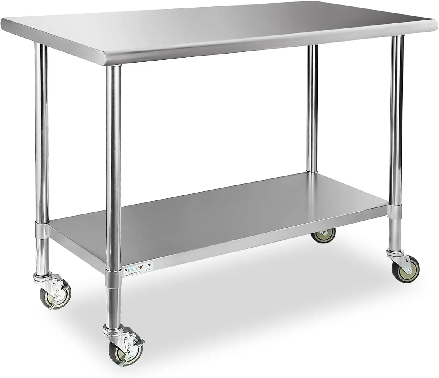 

Steel Table with Caster Wheels 24 x 60 Inches, NSF Commercial Prep & Work Table with Adjustable Undershelf and Table