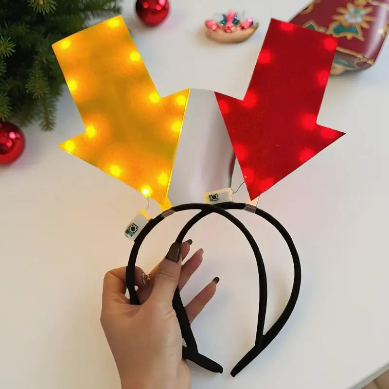 Funny Arrow & Question Mark Light Up Headband Christmas Holiday Costume Hair Hoop Party Favors Headpiece for Girls