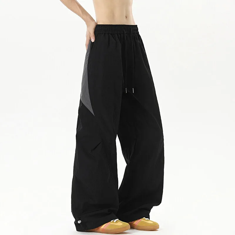 Dopamine Cool Color blocked Trendy Brand Street Dance Hip Hop Wide Leg Sports Pants Summer Thin Quick drying Parachute Charge Pa