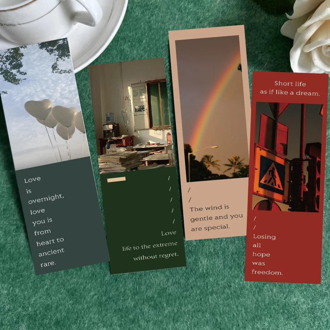 30pcs Landscape Bookmark Aesthetic Phrase Excerpt Reading Pages Books Labeling Students Creative Gifts Page Labeling Bookmarks