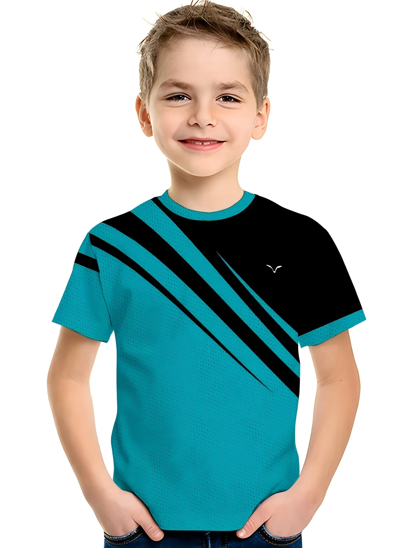 New 3D Print Pattern T‑Shirt, Unique Street‑Style Summer Short‑Sleeve Unisex Tee, Boys Girls Children Clothing
