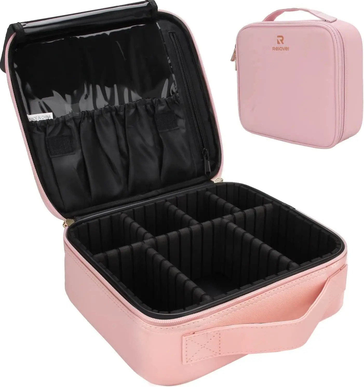 

Travel Makeup Train Case Makeup Cosmetic Case Organizer Portable Artist Storage Bag with Adjustable Dividers for Cosmetics Makeu