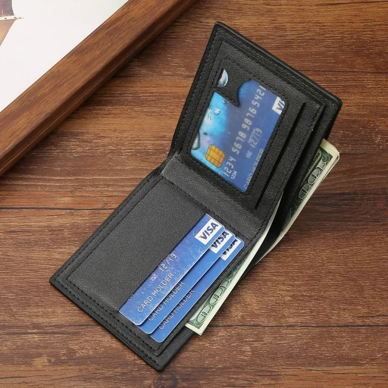 Men's Wallet Short Large Capacity Business Wallet Soft Leather Stitching Folding Coin Purse Multi-Card Credit Card Bag Men