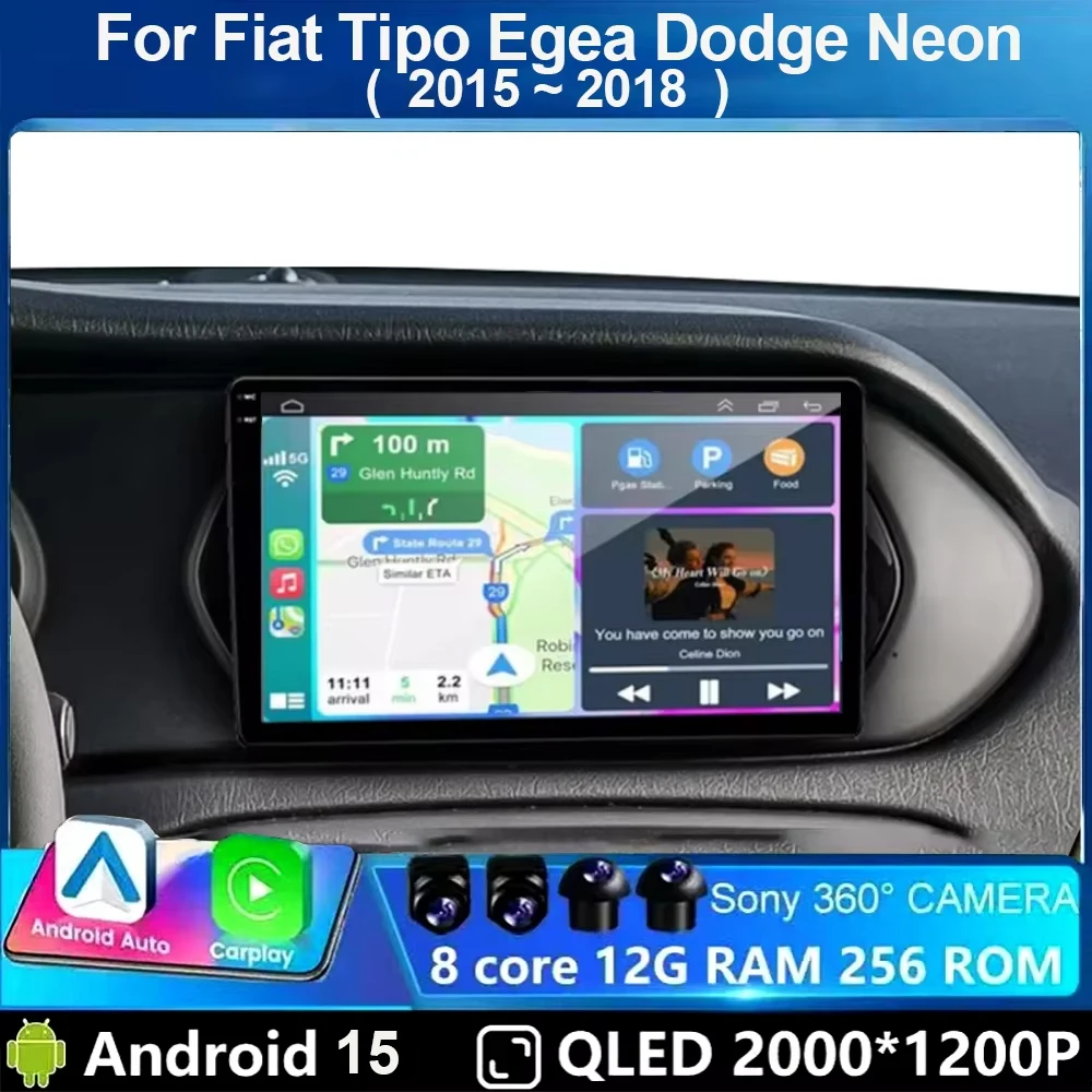 

Автомагнитола Android 15 для Fiat Tipo Egea Dodge Neon 2015-2018 с сенсорным экраном, навигацией, стереосистемой, камерой и мультимедийным плеером