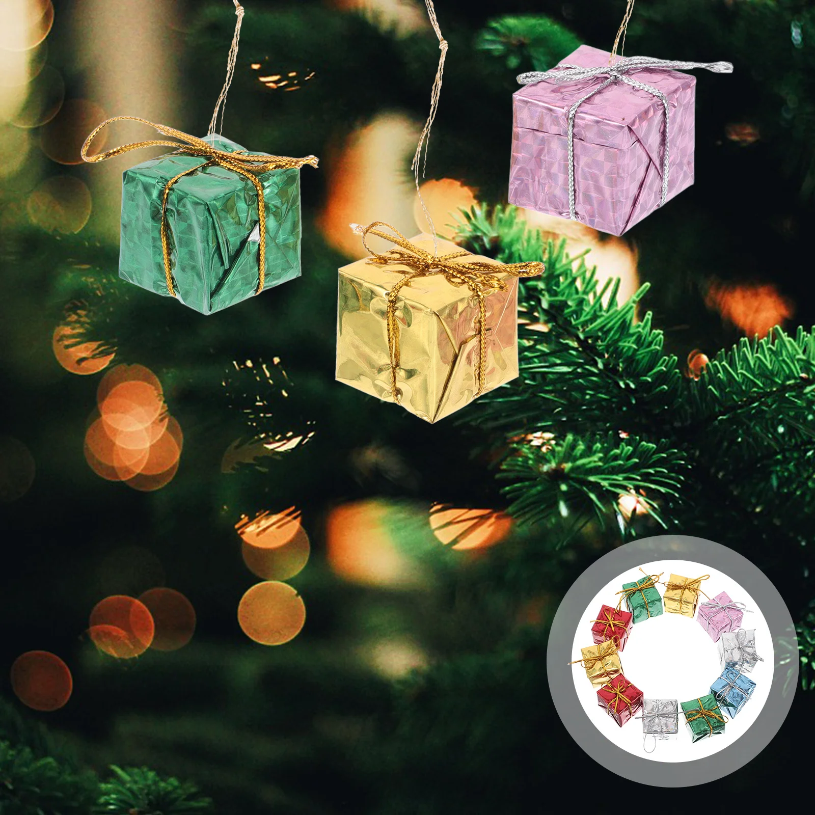 

72pcs Christmas Gift Bag Decorative Hangings Festive Tree Ornaments For Home Party Wall Window Fireplace Hanging Decorations