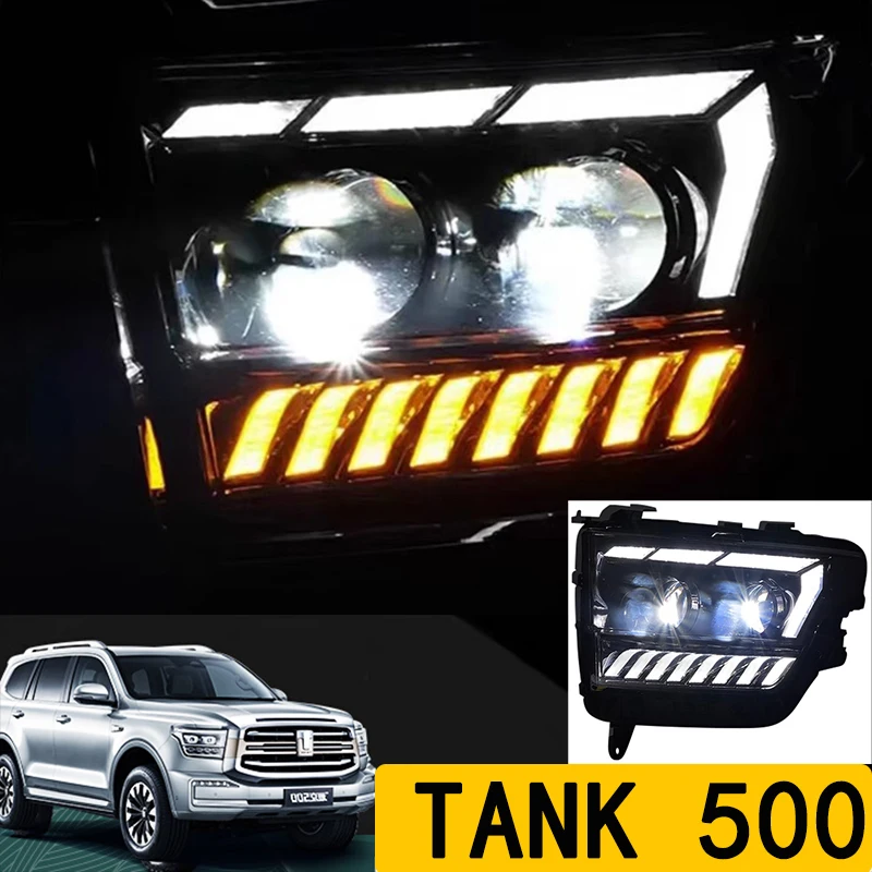 For Great Wall Tank 500 Star Shine Headlight Assembly hi4t Modified LED Laser Lens Daytime Running Light Flow Turn Signal