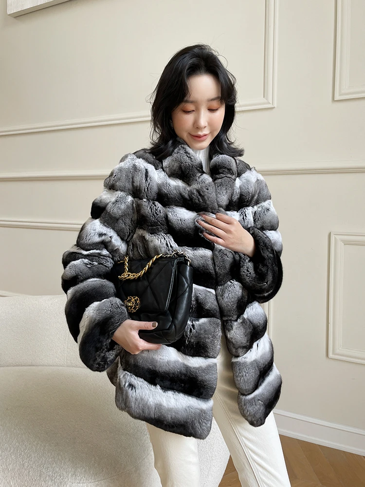 Fangtai 2023 New Winter Warm Luxury Natural Real Chinchilla Fur Coat Women Jacket Short Special Offer Free Shipping To Keep Warm