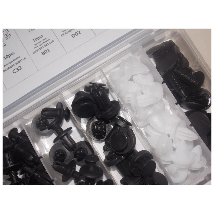 KIT 200 PZ Plastica Set Trim Clip Rivetti Per Auto Fermi Di