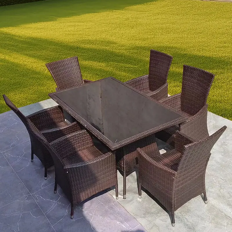 Ensembles de meubles de jardin minimalistes en rotin, fauteuil, ensembles de meubles de jardin, ensemble de salon nordique de styliste, meubles de jardin d'extérieur