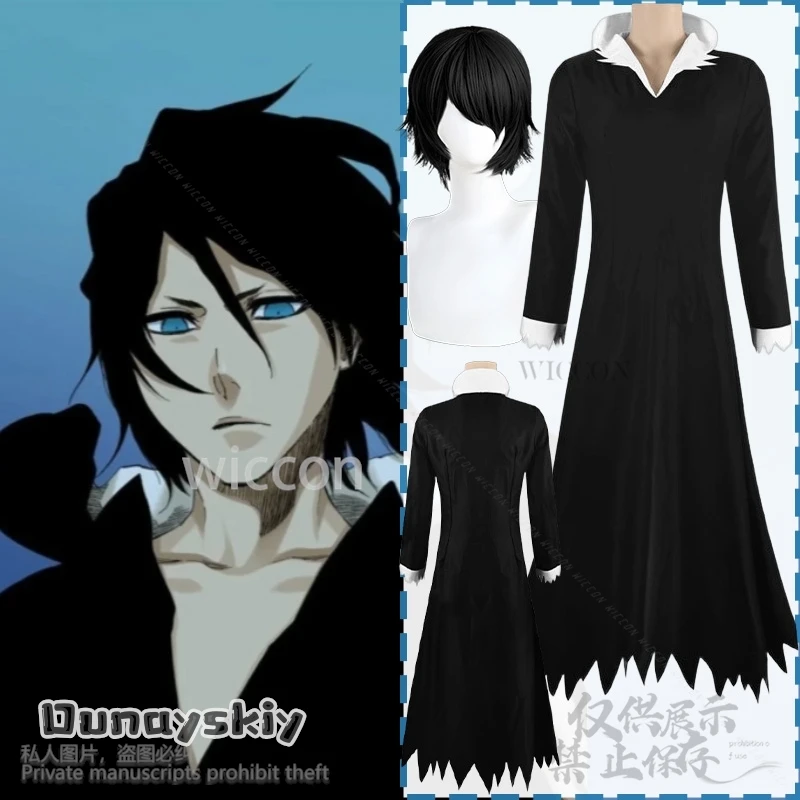 

Yhwachh Cosplay Anime BLEAA Costume Long Black Gothic Wizard Suit Handsome Fashion Uniform Wigs Cos Halloween Disguise Outfit