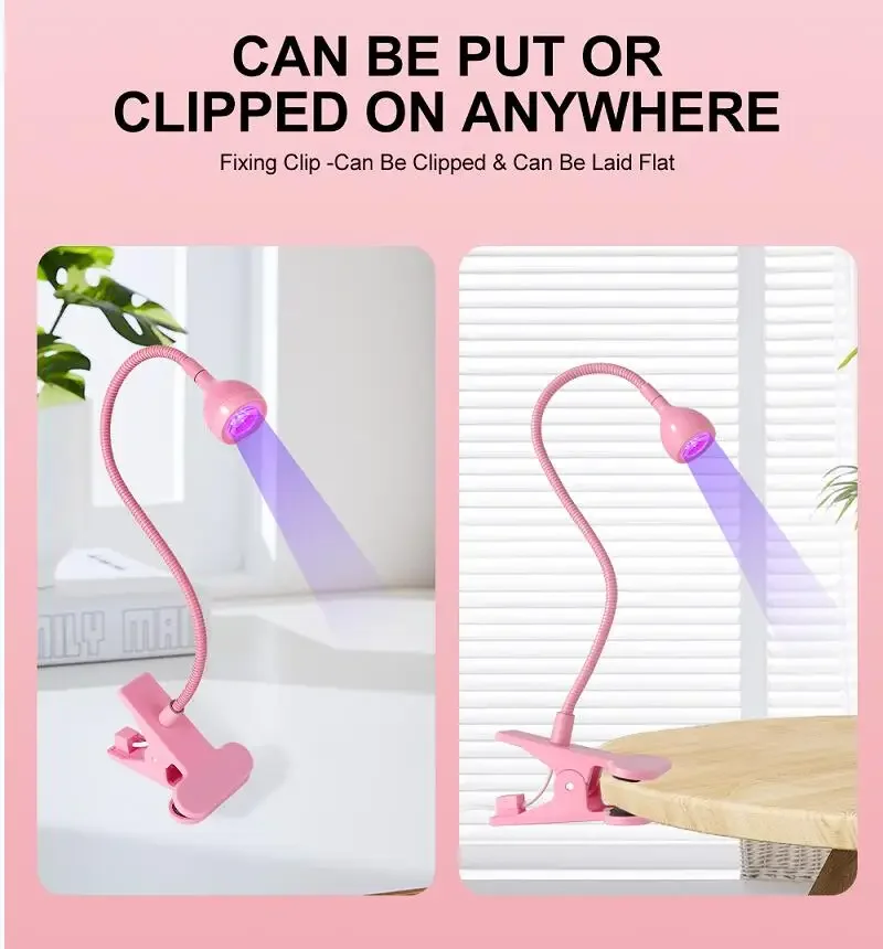 Lâmpadas led para unhas, 3w, flexível, pescoço de ganso, secagem rápida, secador de manicure, esmalte em gel, luz de cura para unhas em gel