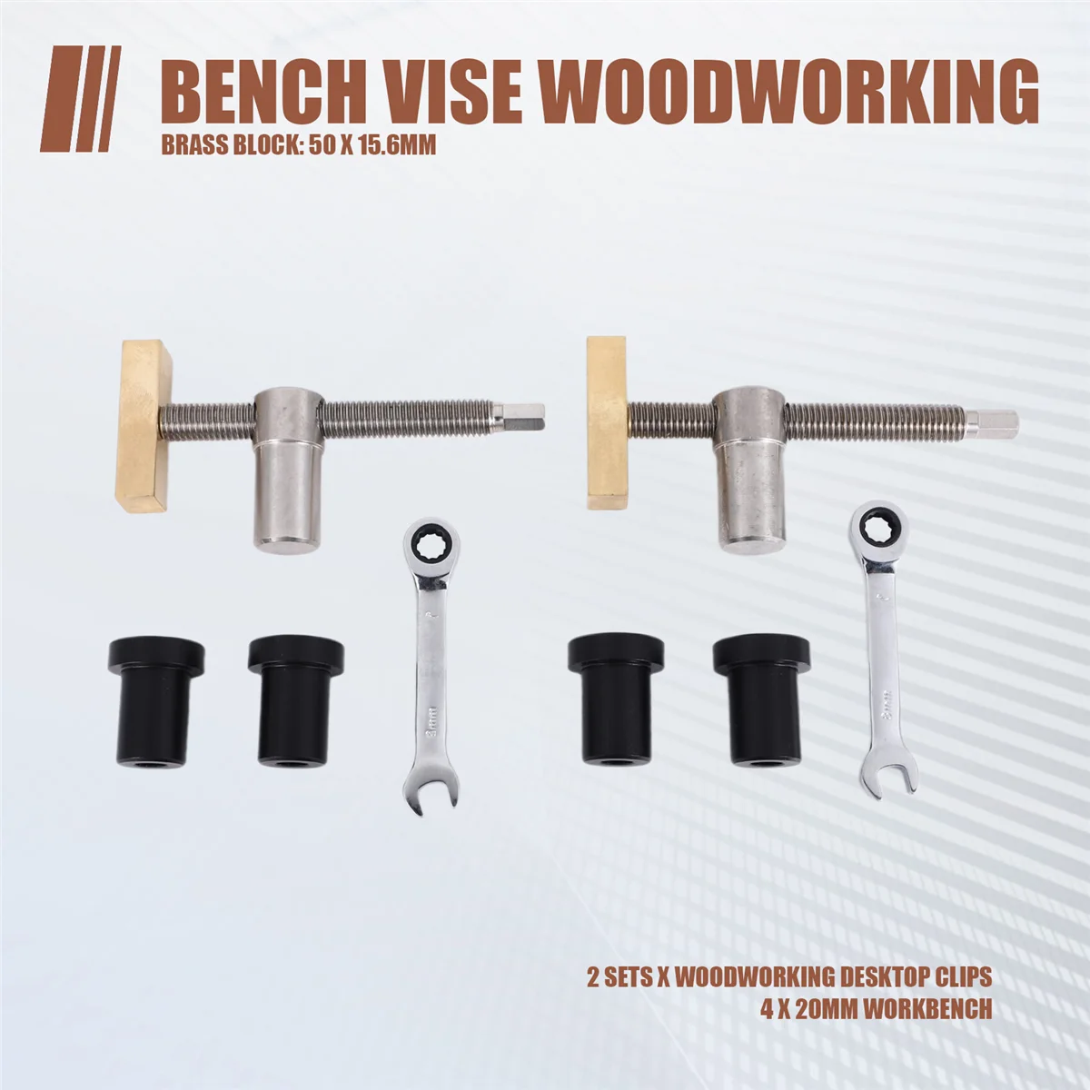 

RANA Woodworking Bench Dog Clamps with Bench Dog Stop Sets, Clip Clamp Fixture Vise Joinery Carpenter Tools(20Mm) B