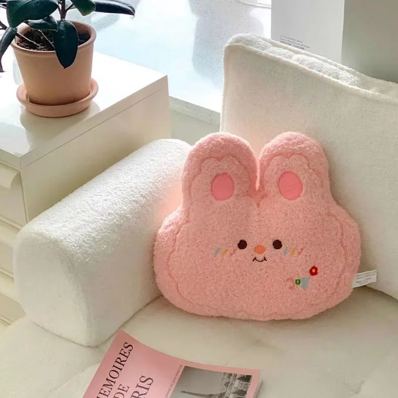 Cream Rabbit Doll Plush Toy Cute Little Rabbit Doll Sleeping on Soft Bed Pillow Birthday Gift for Girl