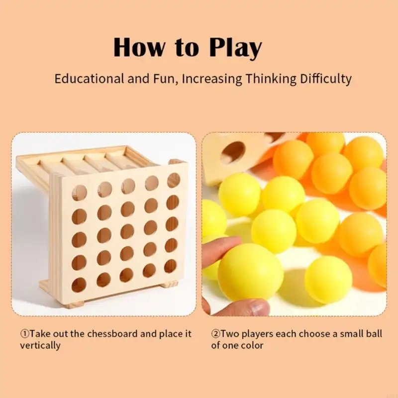 

Wooden Tabletop Bounce Ball Four In A Row Game Set For Family Fun And Hand Eye Coordination Training Party Entertainment A2UB