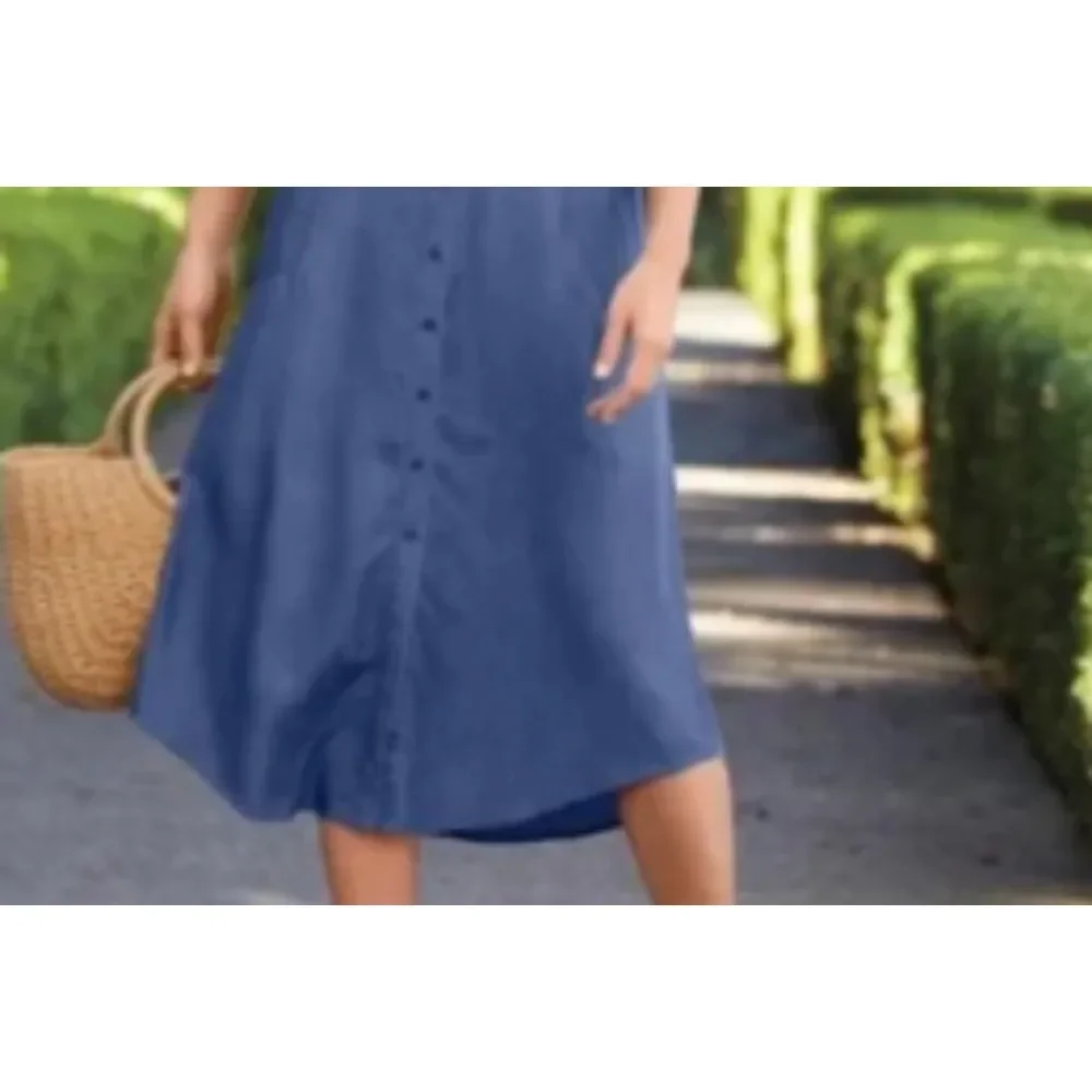 Letnia damska sukienka Plus Size Casual Denim Pocket Loose Long Dress Elegant Lapel Short Sleeved Solid Color Casual Long Dress