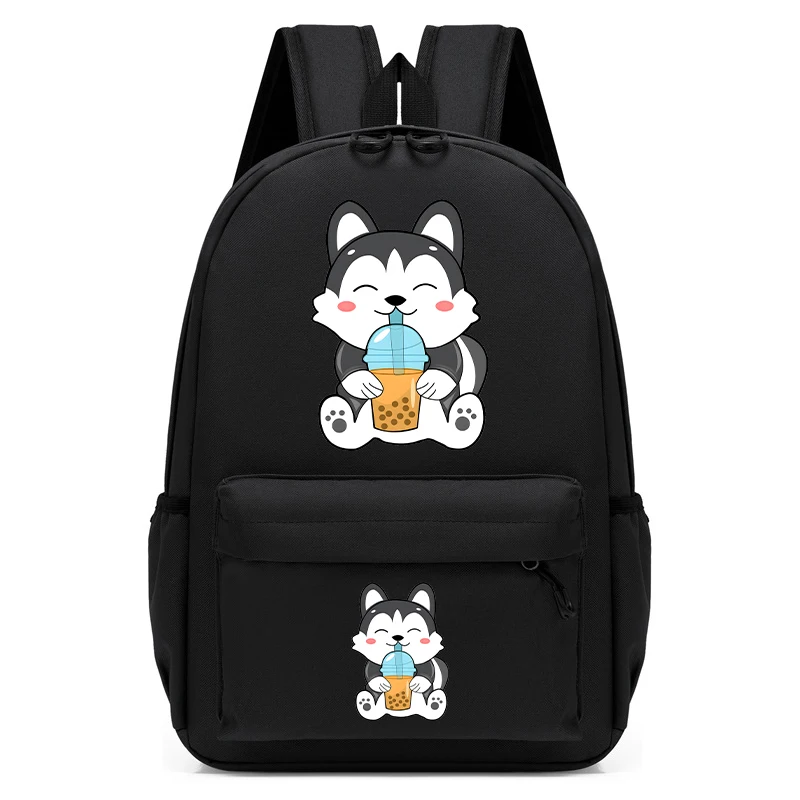 Mochila escolar de dibujos animados para niños, bolso de hombro, Chibi, Kawaii, Husky, nueva tendencia