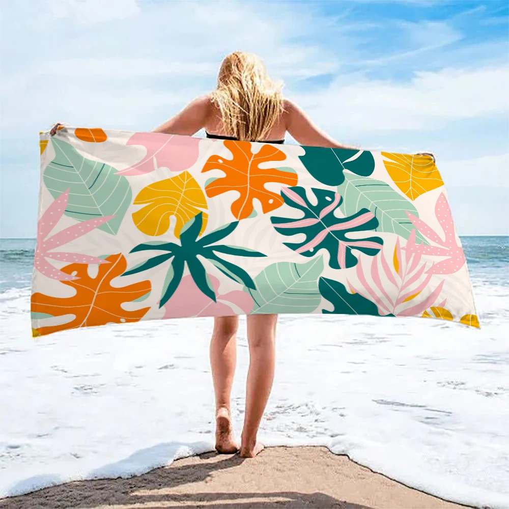 

Floral Scenic Pattern Beach Towel, Digital Printing Thin Quick-Dry Anti-Sand Microfiber Lightweight for Swim Yoga Travel Gym Gif