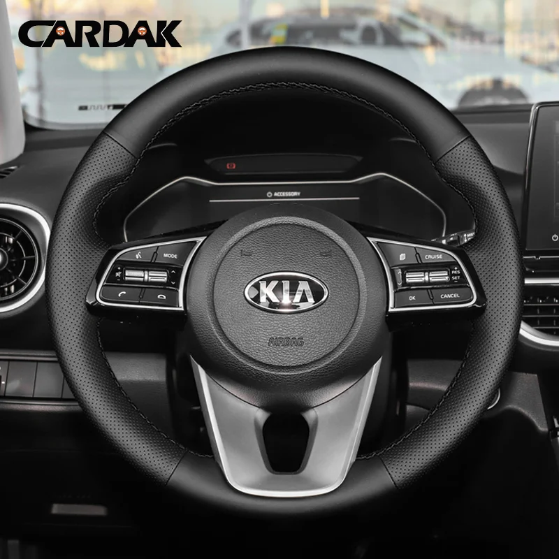 Custom Leather Car Steering Wheel Cover 100% Fit For Kia K5 Optima 2018 2019 Sportage 3 2019 Forte Ceed Cee\'d 2017 2018 2019
