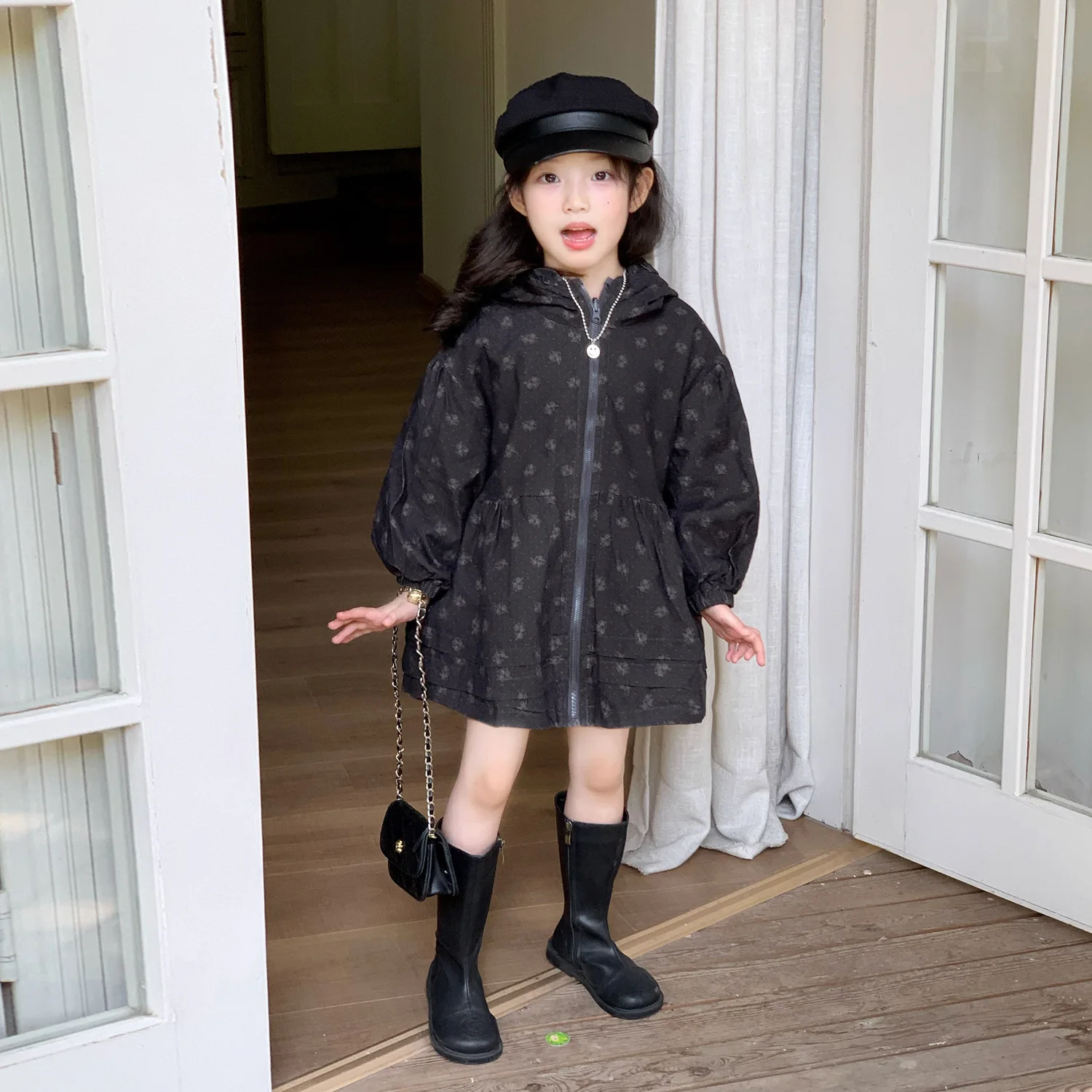 

Girls Korean Coat 2025 Autumn New Children's Fashionable Hooded Top Casual Jacket Fashion Coat