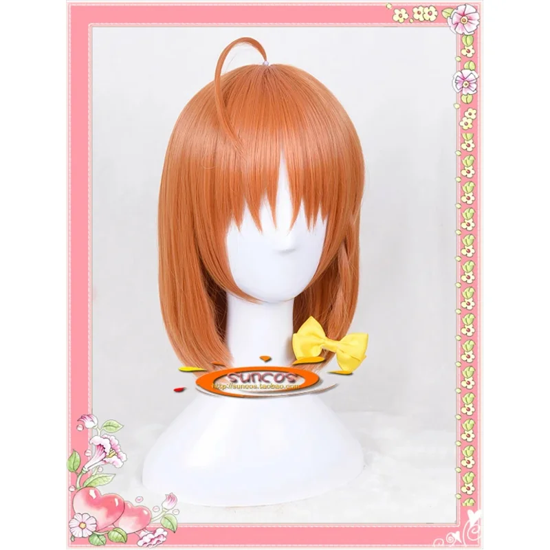 25COSBiamoxer LoveLive! أشعة الشمس! ! شعر مستعار كوسبلاي Aqours Takami Chika School Idol Project برتقالي قصير مستقيم للوجه الاصطناعي
