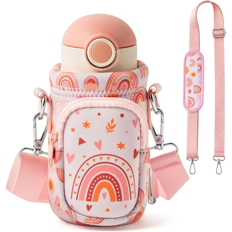 Bolsa transportadora de garrafa de água com alça para suporte de bolsa de garrafa de água com alça acolchoada bolso 10 12 14 16 18oz para meninos meninas escola