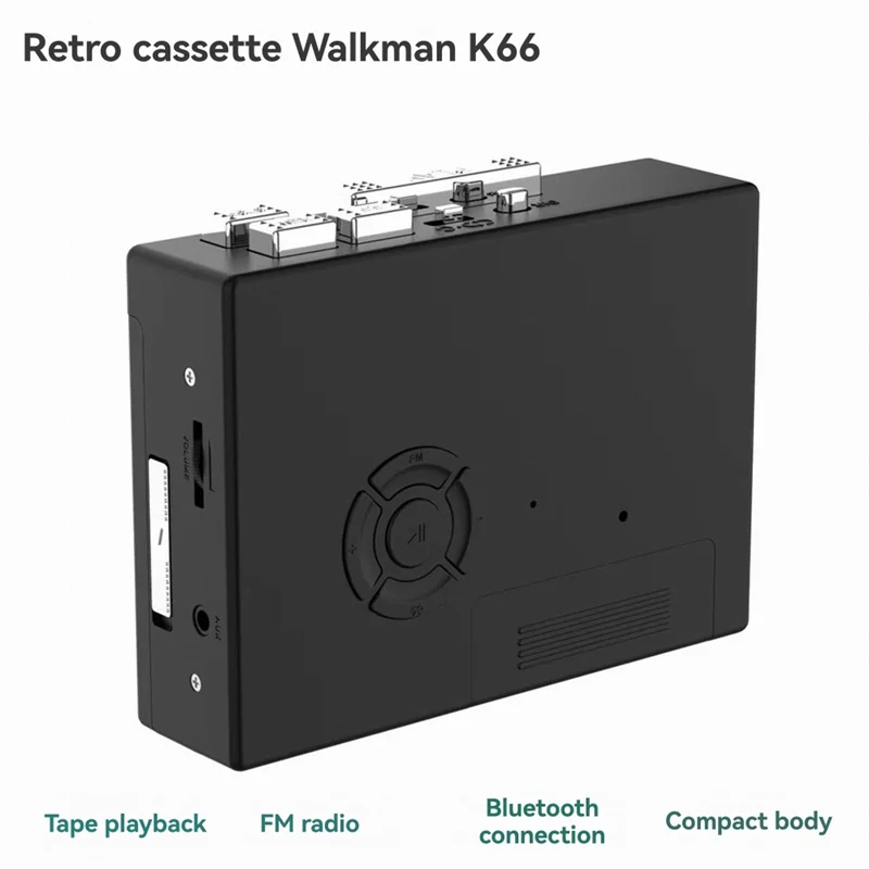 B27B Wireless BT Speaker Retro Nostalgic Radio Portable Cassette Tape Player Play/Fast Forward/Rewind Auto Flip Function