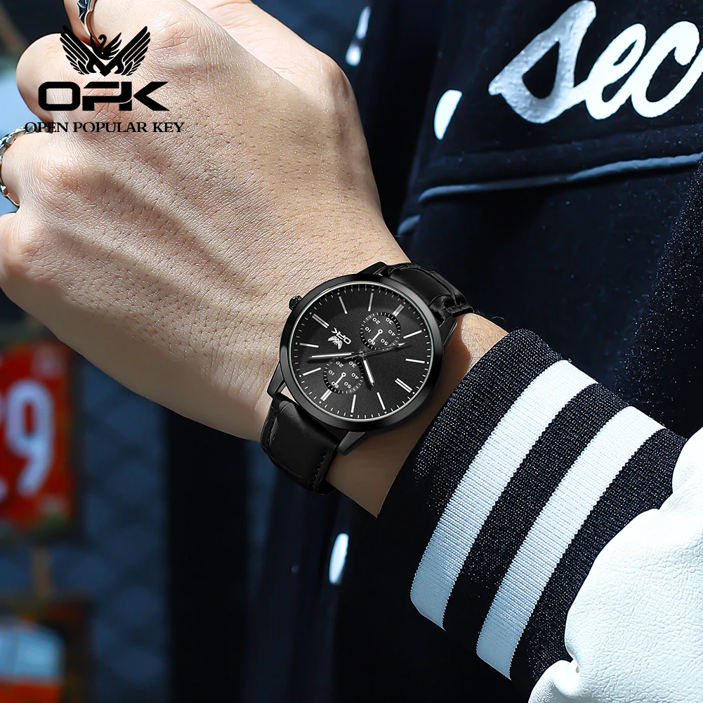 OPK 브랜드 방수 야광 남성용 쿼츠 시계 9001