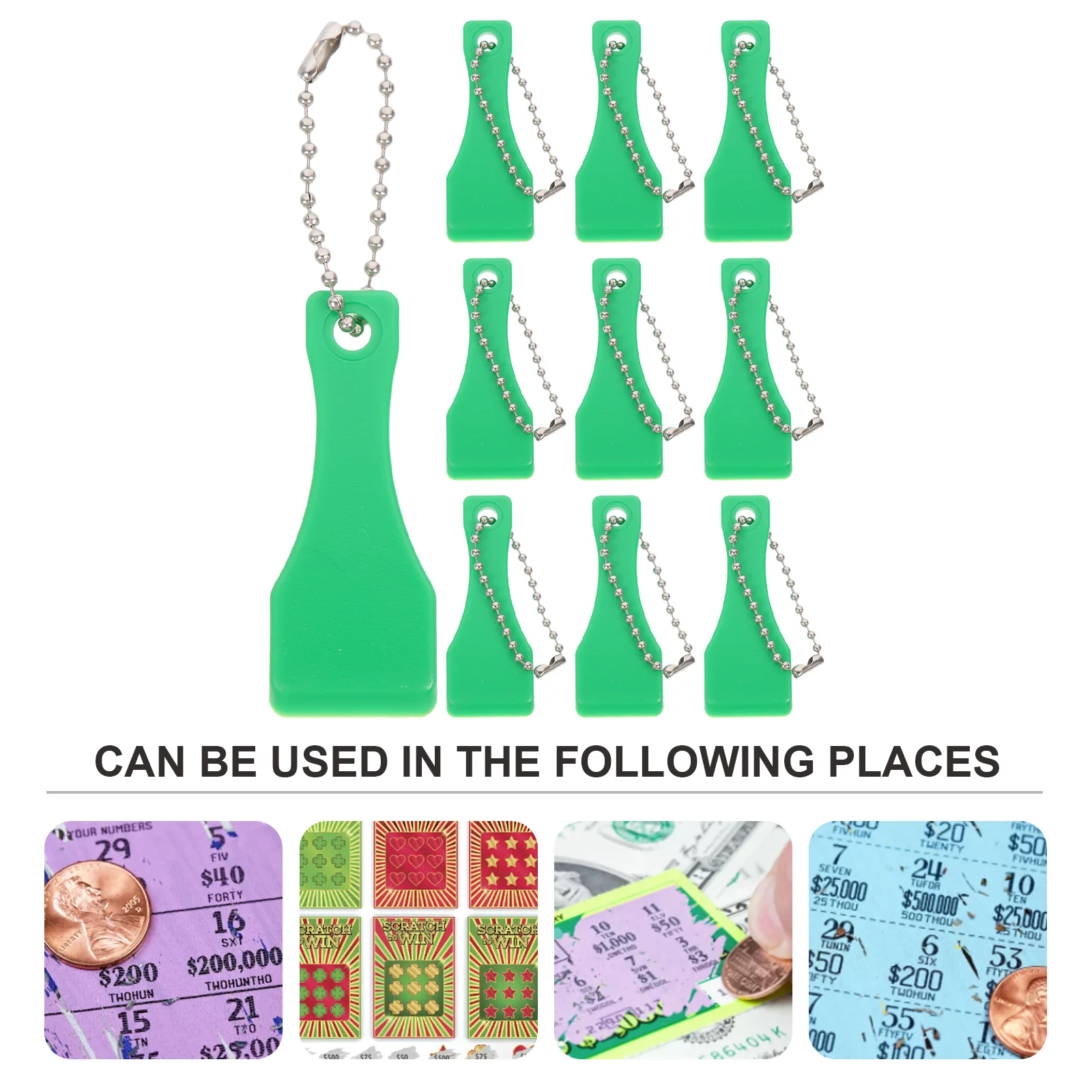 Plastic Card Scraper Ticket Tools, Lottery Scratcher Labels, Chain Tool, Gratteux, 10 Pcs