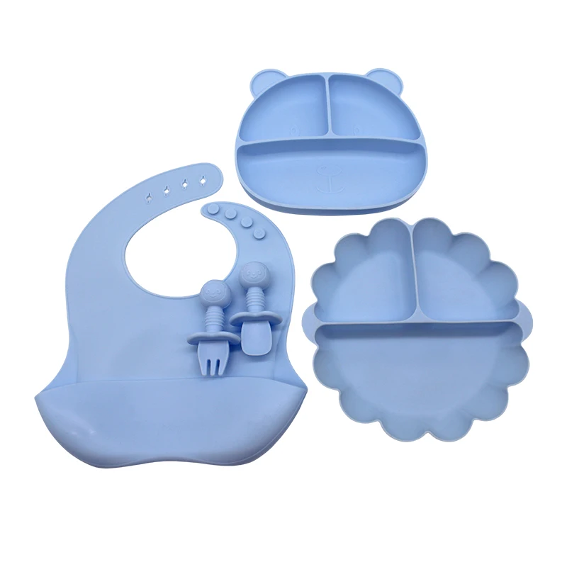 Baby eating training tableware shape simple with suction cups soft silicone easy to clean baby children tableware set