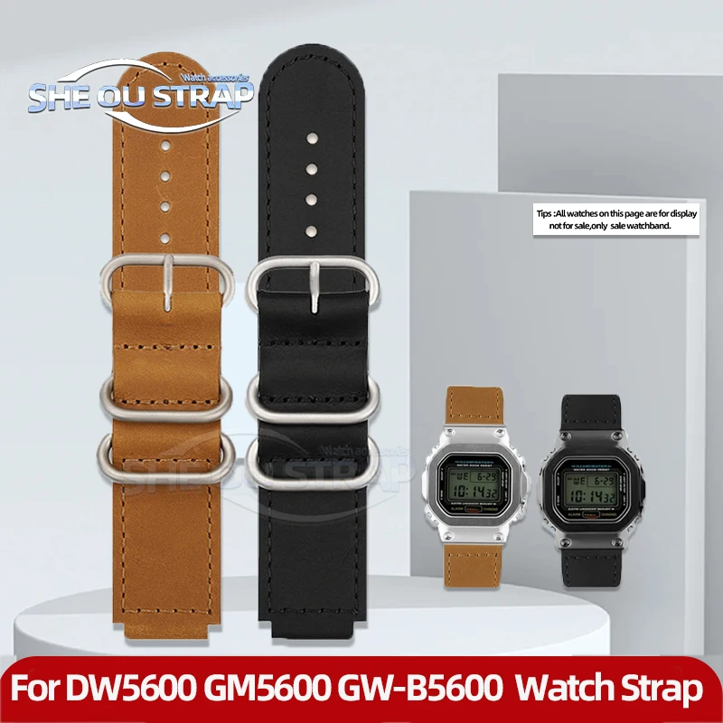 Genuine Leather Watchstrap For Casio G-shock DW5600 GM5600 GW-B5600 GM-W5610 Watchband Cowhide Black Brown Men's Watch Accessory