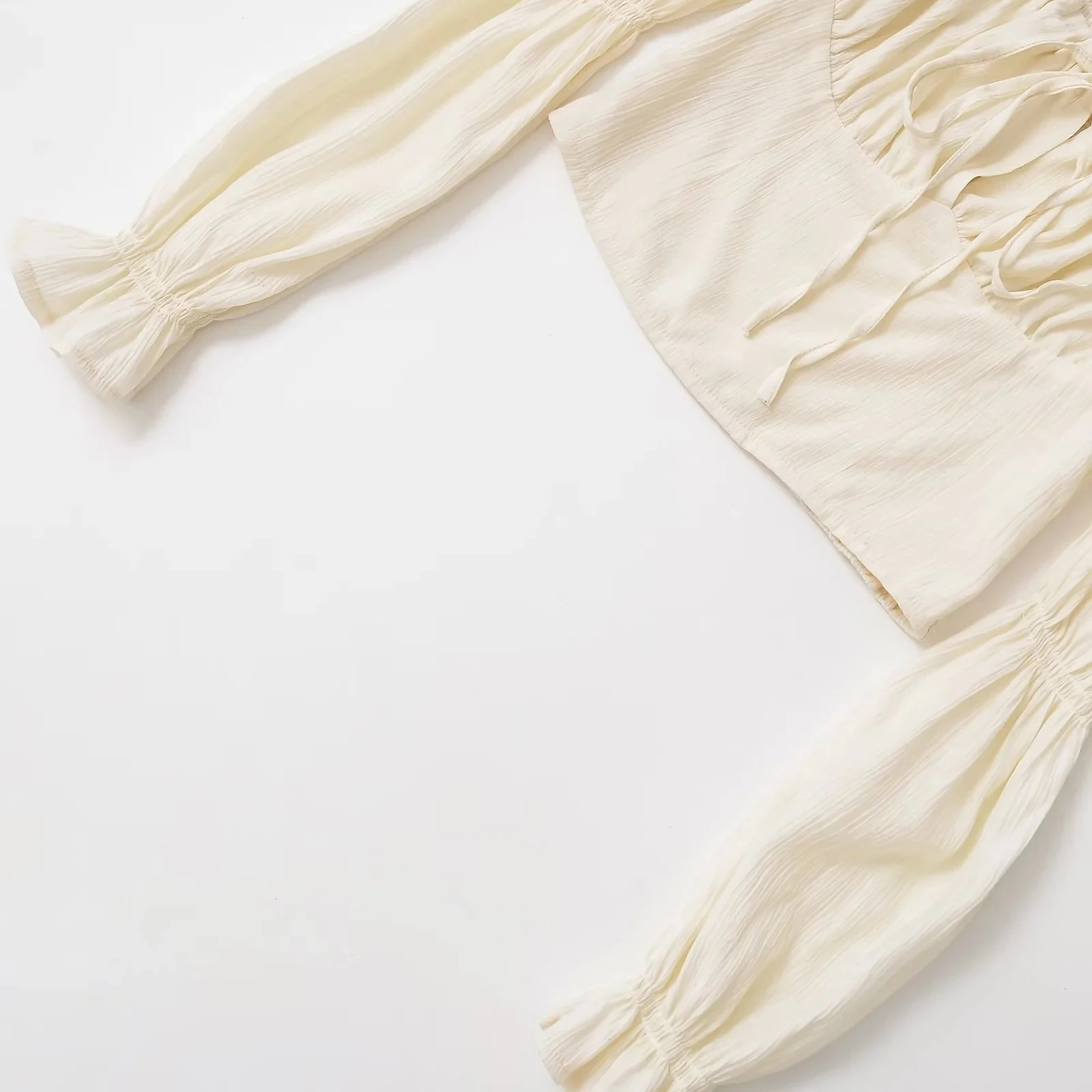 Schlankheitseffekt Pure Desire ort irt Quadratischer Kragen Bubble Sve Design Frühling Sommer Neu Sle Street Sle Long Sve S...