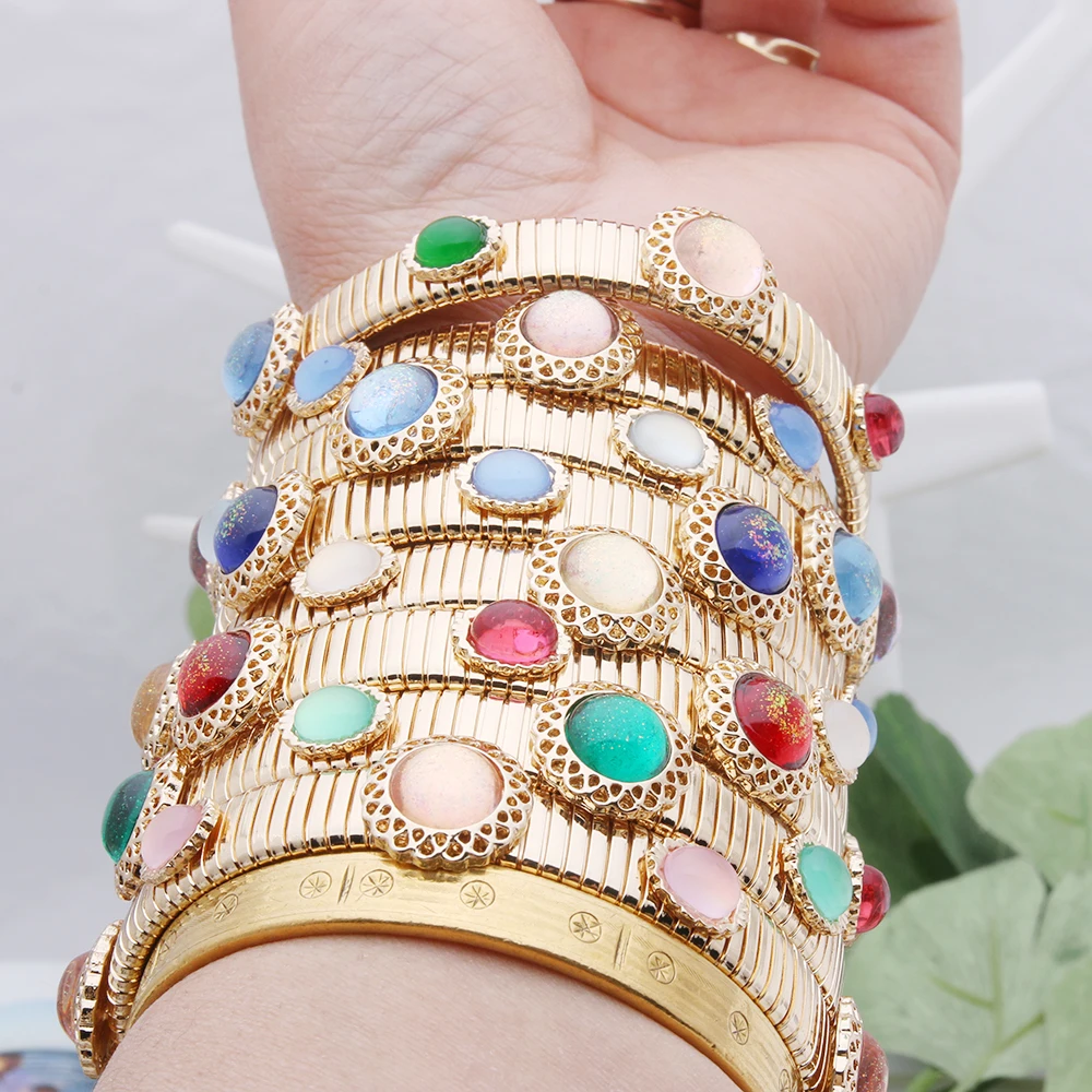 NeeFuWoFu 10mm Spring chain Bracelet plating gold Copper Natural Stone Bracelets Bohemia de Madera Pulseira Estrela Elasticity