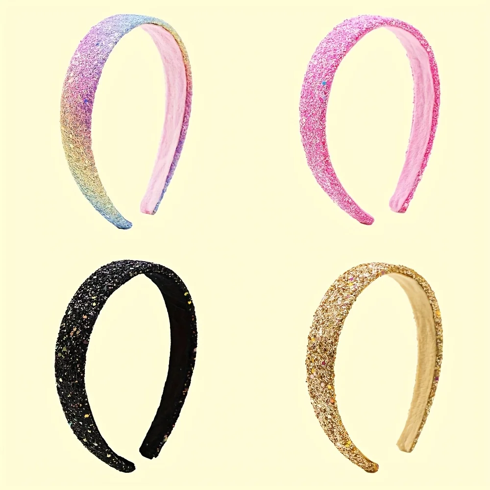 عصابات رأس الأميرة اللامعة للفتيات - إكسسوار شعر أليس واسع لامع وسميك ولطيف للأطفال #4