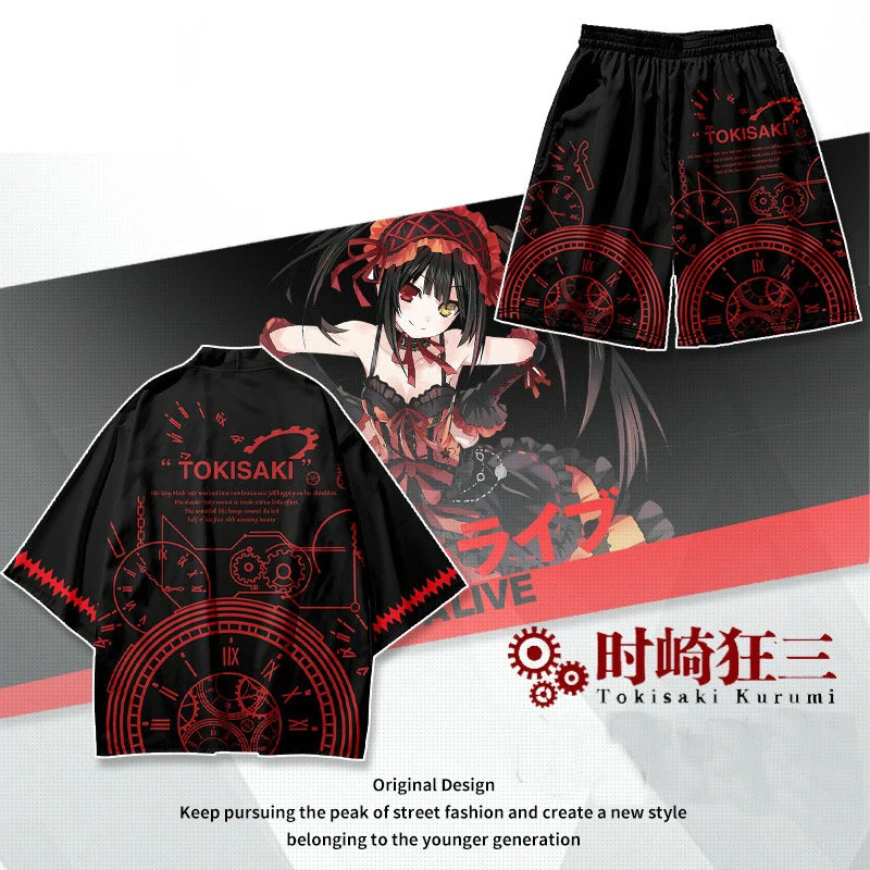 

Japan Anime DATE A LIVE Tokisaka Kurumi 3d Kimono Shirt Fashion Cloak Clothes Men Women Seven Point Sleeve Tops Cardigan Jackets