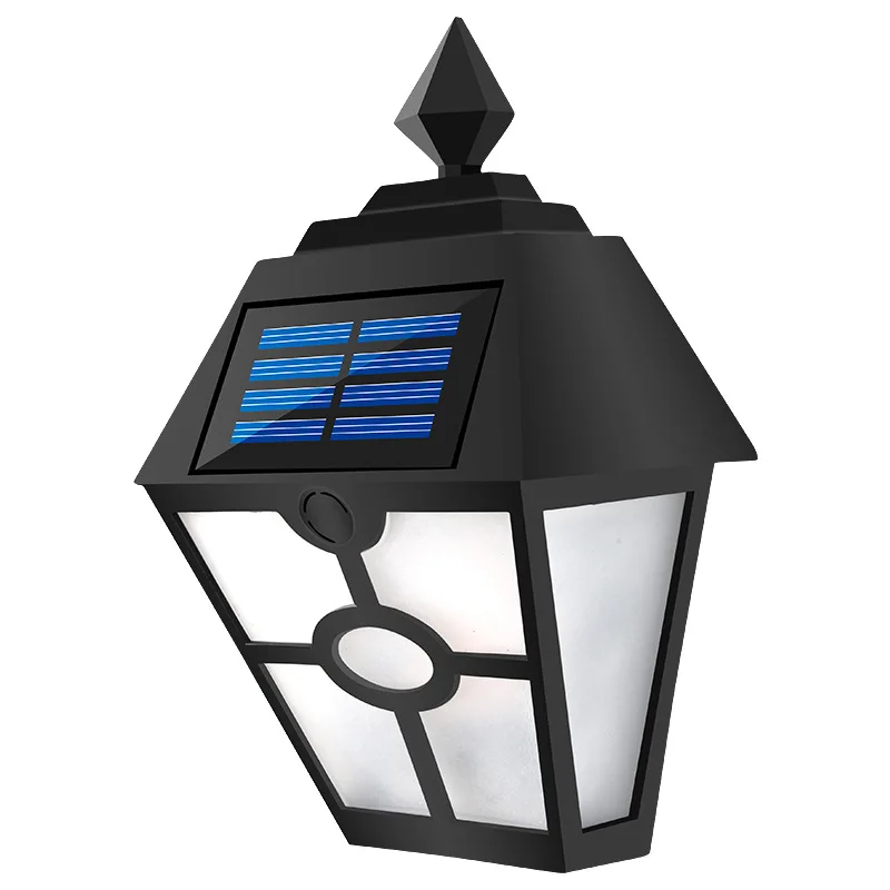 28LED Intelligent Light Control Solar Retro Hexagonal Pane Lamp Simulation Dynamic Flame Courtyard Garden Villa Landscape Lamp