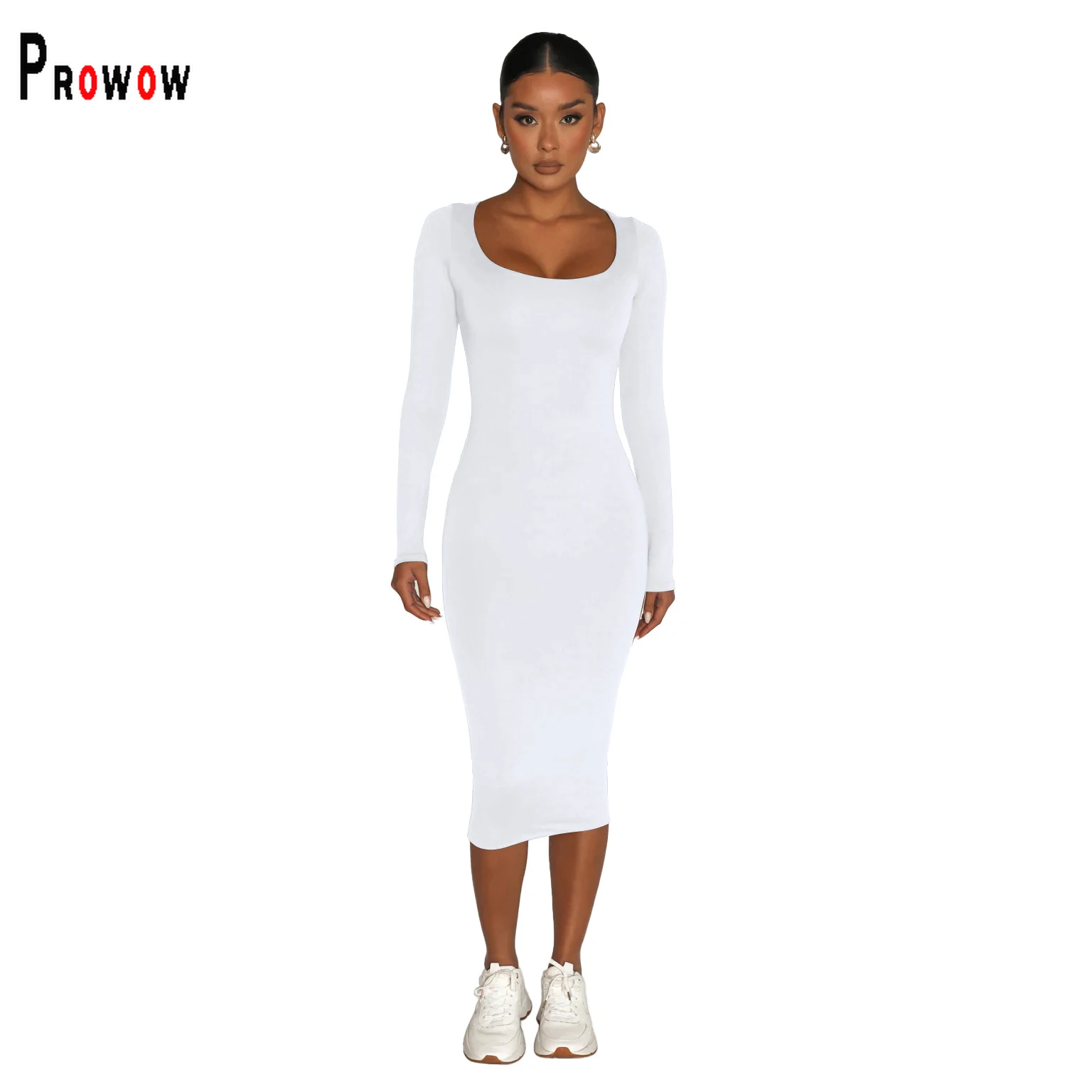 

Prowowo Sexy Slim Fit Women Maxi Dress Thin Velvet Fall Winter Basic Clothing Solid Color Long Sleeve Female Skinny Bodycons