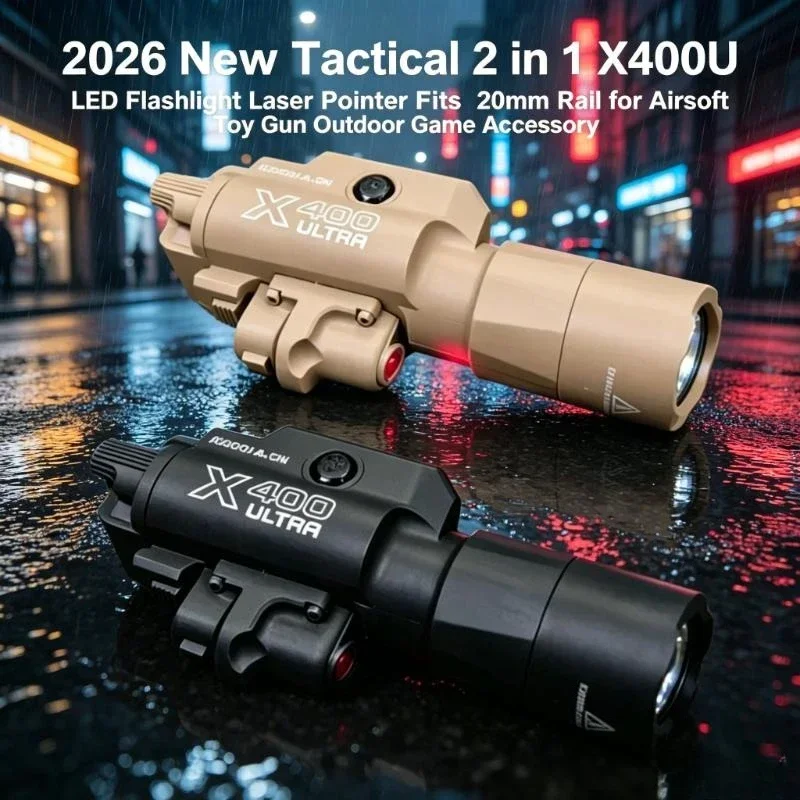 New Arrival X400U Mini LED Lamp Red Laser Unit, Adjustable 20mm Rail Mount Accessory for Toy Blaster