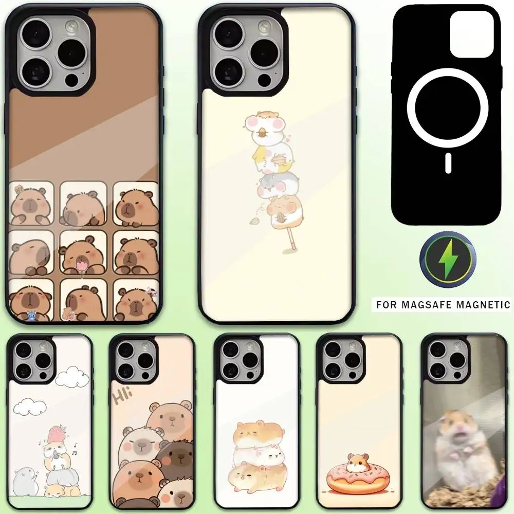 

Cute Animal Hamster Phone Case For iPhone17,16,15,14,13,12,11 Plus,Pro Max Magnetic Magsafe Wireless Charging