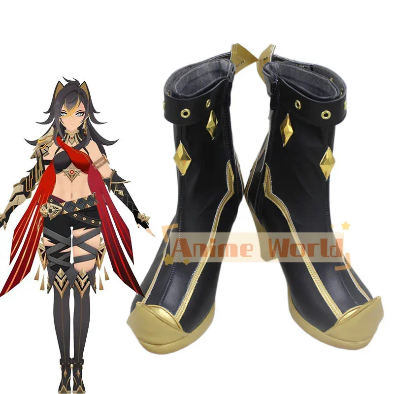 

Genshin Impact Dehya Black Cosplay Shoes Halloween Carnival Boots Custom Made