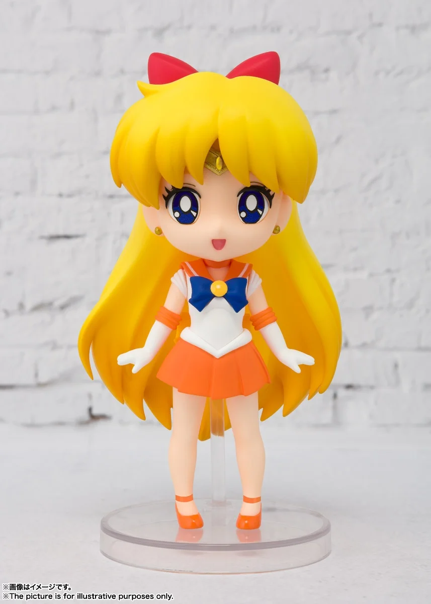 BANDAI Original Figuarts Mini Sailor Venus Anime Action Figure PVC Figure Pretty Soldier Sailor Moon