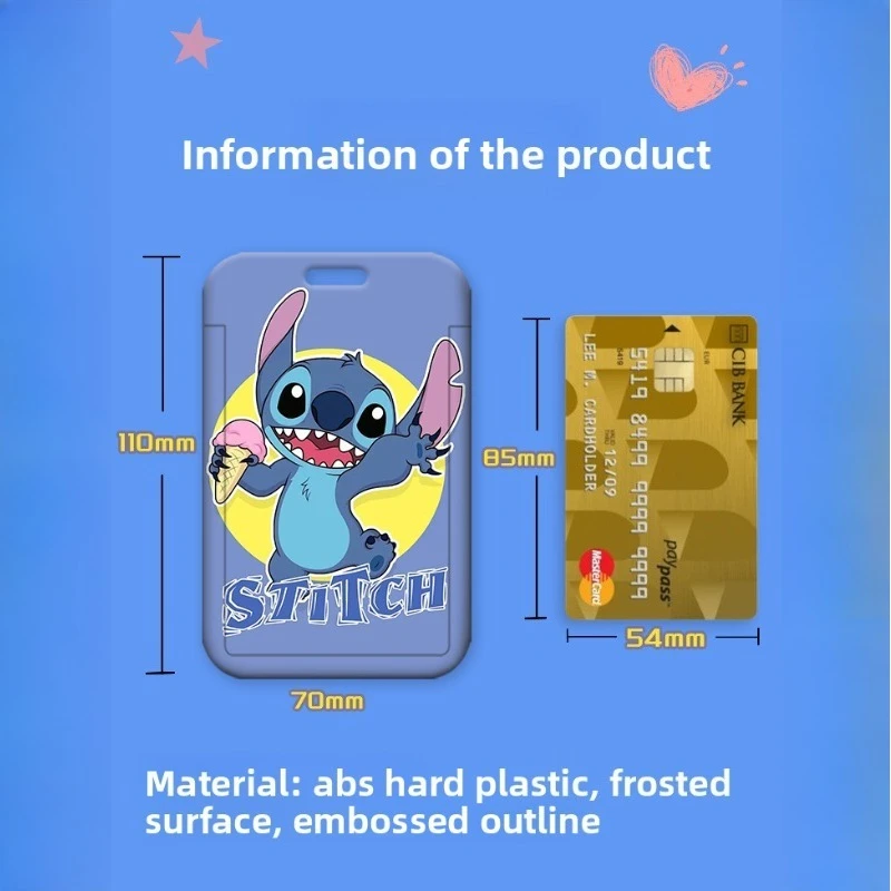 Cordino porta badge retrattile Disney Stitch per studenti, dipendenti, design a cartoni animati, scuolabus, controllo degli accessi per ufficio