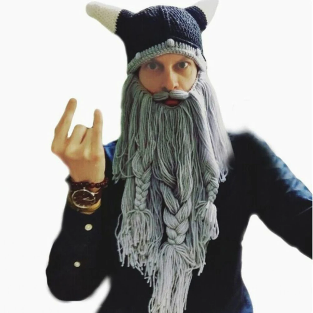 

Horn Hat Kids Birthday Cap Kids Birthday Cap Woolen Photo Prop Cartoon Full Beard Hat Ox Horn Home Item